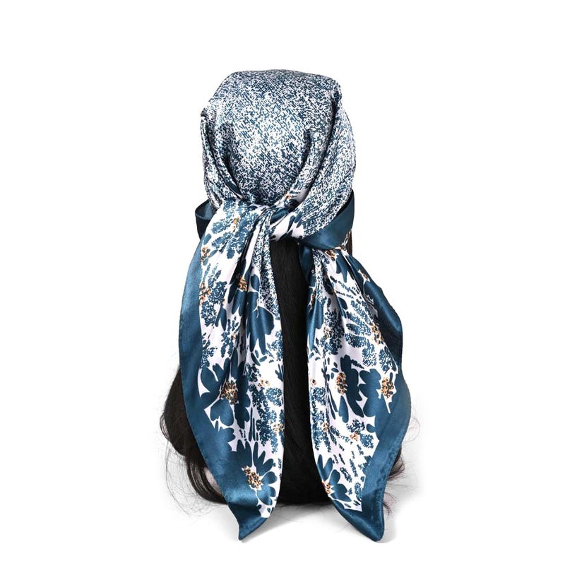 NUWEERIR Womens Large Satin Square Scarf Silk Feeling Hair Wrapping Gift Designer Scarf 35x35 Inches (42)